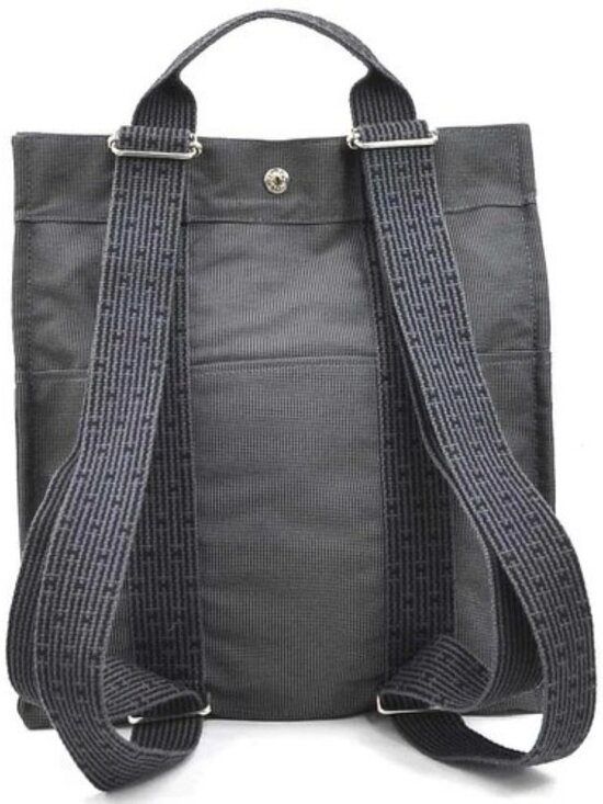Auth HERMES Sac Ado PM Backpack Dark Gray Canvas/Silvertone - e61292g main image 6